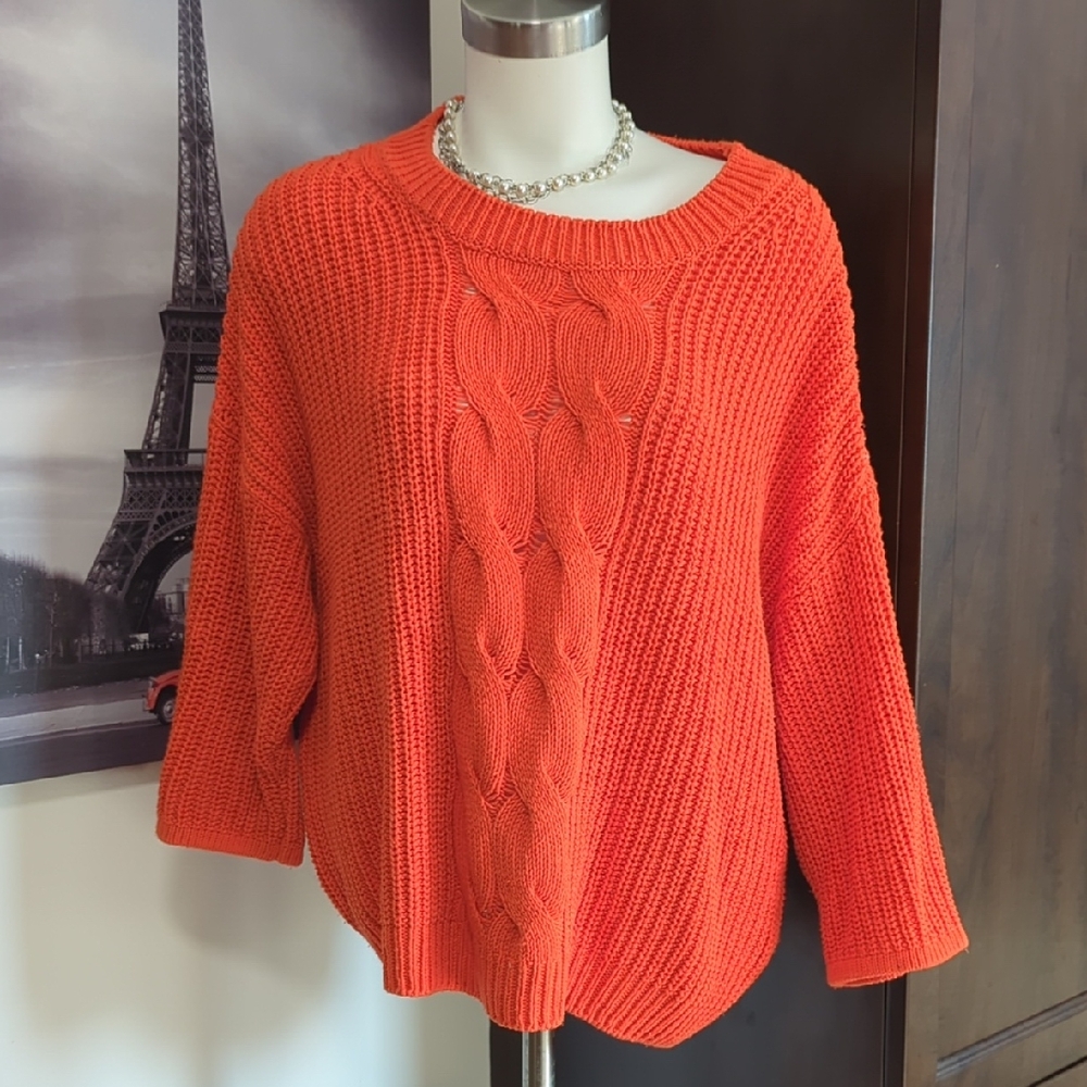H&M Vibrant Orange Cable Knit Sweater